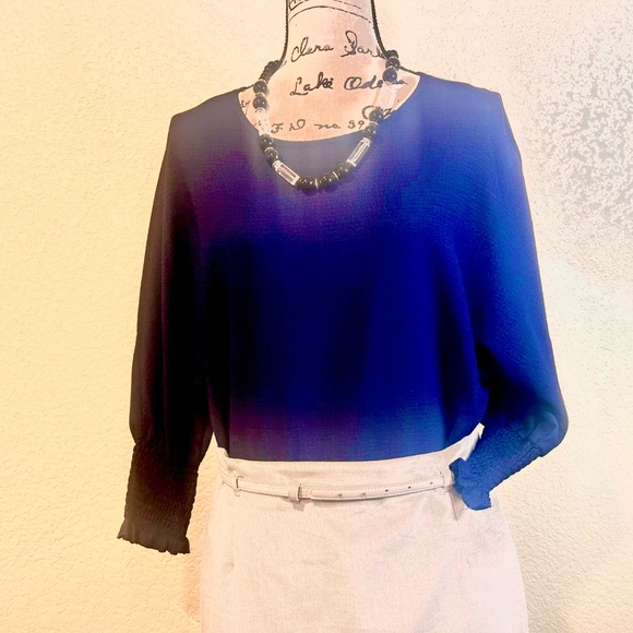 Both items! H&M Cream Skirt and navy blue shirt - Picture 3 of 4